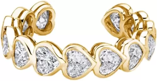 Sparkle Diamond Heart Open Statement Ring 14k Gold Plated Cubic Zirconia Love Hearts Expandable Stacking Knuckle Finger Bands Wedding Engagement Promise Eternity Adjustable Rings Dainty Valentine