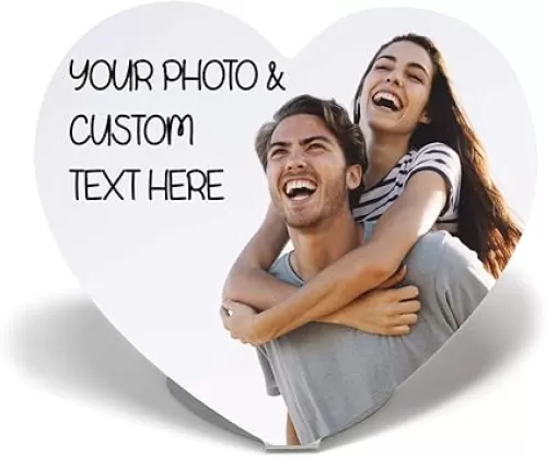 Style In Print Modern Home Decor Picture Frame Custom Personalized Photo Picture & Text Aluminum Display Stand Office Decor Heart Shape
