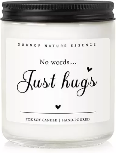 Sympathy Gifts for Loss of Loved One, Bereavement Gift Idea 7oz Lavender Scented Soy Wax Candle No Words Just Hugs, Think of You, Grief Gifts for Women, Condolence Memorial Gift