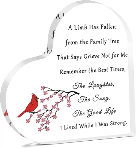 Sympathy Plaque Memorial Gifts for Loss of Loved Mom Dad Grandparents In Memory of Family Friends Acrylic Heart Keepsake Bereavement Condolences Grieving Present for Remembrance Desk Decor Signs