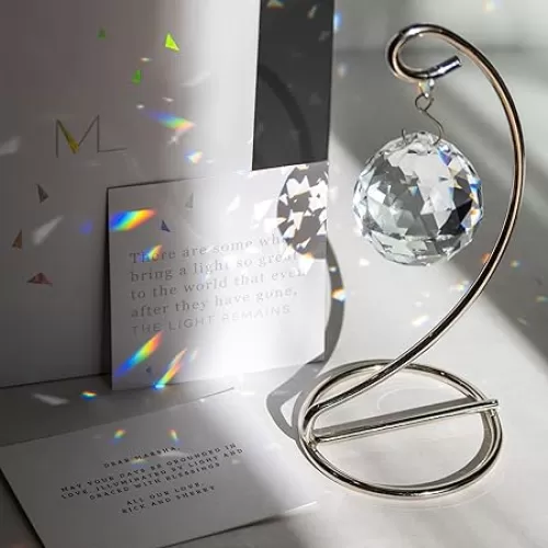 Tabletop Memorialight with Elegant Gift Wrapping & Customized Message Card, Personalized Memorial Present, Crystal Rainbow Maker with Stand, Unique Sympathy Gift for Loss of Family or Loved Ones