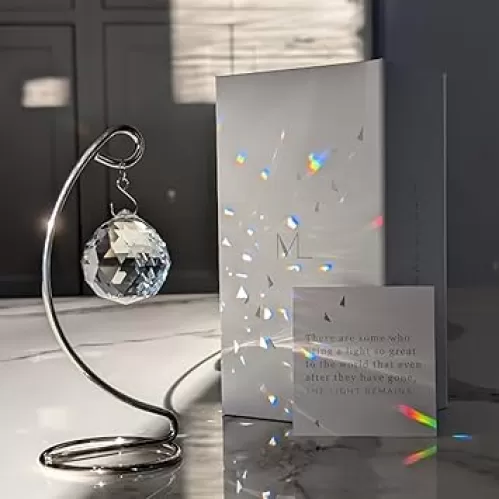 Tabletop Sympathy Gift with Stand, Crystal Ornament Rainbow Maker, Unique Memorial Gift, Loss of Family & Loved Ones, Miscarriage or Grief Gift, Best for Bereavement & Daily Remembrance