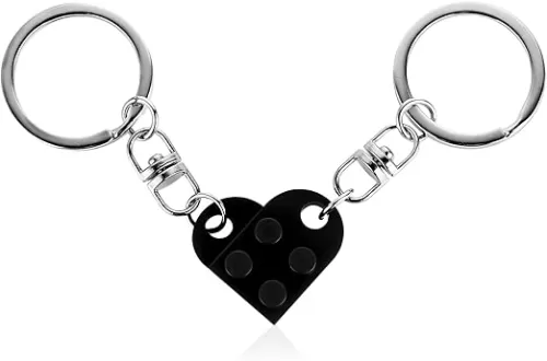 Teaaha 2 PCS Heart Keychain Set for Couples - Cute Brick Heart Matching Keychains