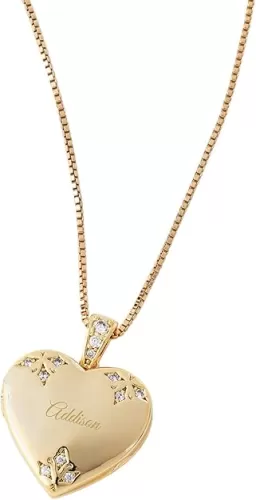 THINGS REMEMBERED Gold Tone Pave Heart Locket (Free Customization)