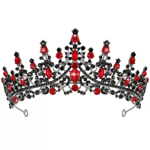TOBATOBA Queen of Hearts Crown, Royal Queen Crown, Gothic Black Crown Red Crown, Princess Tiaras Girls, Baroque Crown Quinceanera Headpieces (TOBATOBA-BEAUTY-1117406)