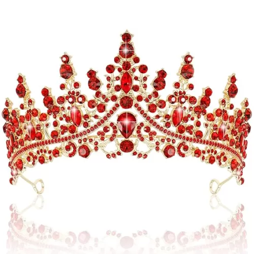 TOBATOBA Red Crown Red Tiara Queen of Heart Crown Accessories Red and Gold Crown Red Headpiece Heart Crown Quinceanera Crown Queen Crown for Women Birthday Wedding Prom Valentine Day Halloween Costume