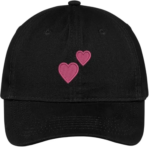 Trendy Apparel Shop 2 Pink Hearts Embroidered Cap Premium Cotton Dad Hat