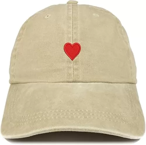 Trendy Apparel Shop Emoticon Heart Embroidered Washed Cotton Adjustable Cap