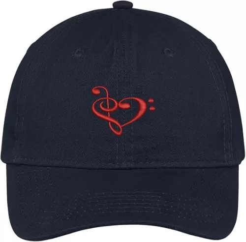 Trendy Apparel Shop Heart Music Note Embroidered Low Profile Soft Cotton Brushed Baseball Cap