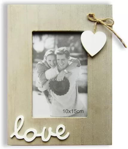 Vintage Picture Frames for Love 4X6 -Rustic Heart Photo Frame For Couple, Bride, Boyfriend, Family -Table and Wall Decor