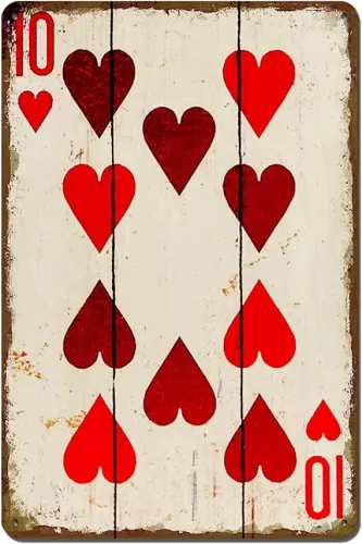 Vintage Poker Wall Decor Metal Sign Retro tin Sign Wall Decorative Signs for Man Cave Home Cafe Pub bar Shop 12x8 Inch Heart 10