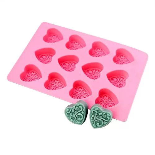 X-Haibei Vine Pattern Heart Shaped Soap Mold Jello Chocolate Ice Cream Chocolate Guest Soap Silicone Valentine
