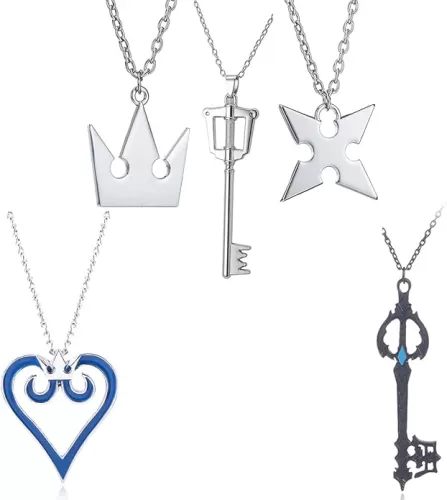 XHBTS 5 Pieces Set K. Hearts Crown & Cross Necklaces Anime Cosplay Figure Pendant for Fans