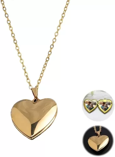 YALLNASL Gold Heart Locket Necklace for Women Adults with Picture Locket Pendant Photo Necklace Heart Locket Necklace that Holds Pictures Necklaces for Men Women Necklace Gift