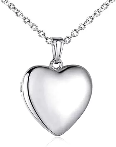 YOUFENG Sterling Silver Love Heart Locket Necklace That Holds Pictures Engraved I Love You to the Moon and Back Photo Lockets