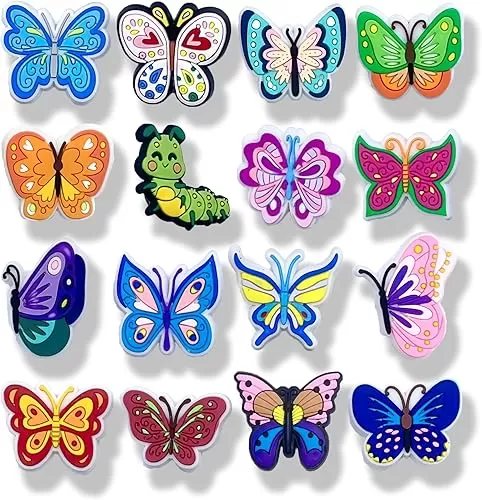 16PCS Butterfly Shoe Charms, Shoe Decoration Party Gifts for Boys Girls Kids, Women, Men