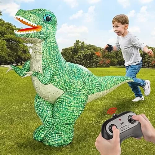 2.4GHZ Remote Control Inflatable Dinosaur Toy for Kids, Electric Toy Dinosaur with 360°Rotation, Forward & Backward, Rechargeable Walking Dinosaur Toy for Boys Kids Age 6-8 8-12 Birthday Gifts