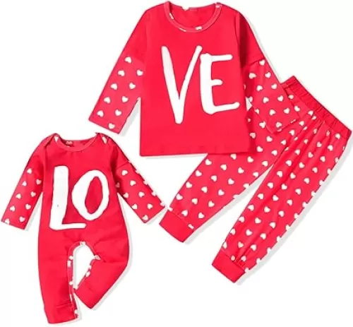 Aalizzwell Valentines Matching Outfits for Baby Toddler Brothers Sisters Sibling Clothes