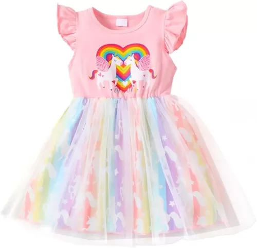 Akyzic Toddler Tulle Dress Unicorn Outfit Birthday Princess Party Girls Summer Causal Tutu Skirts