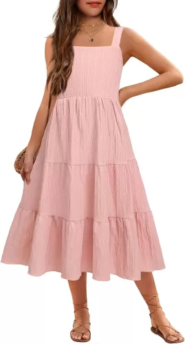 Arshiner Girl's Sundresses Summer Boho Strap Tiered Cami Maxi Dresses with Pockets