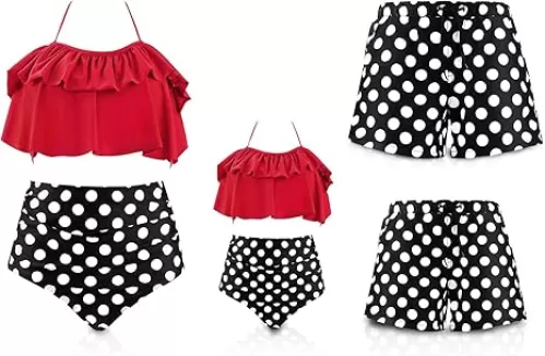 ATOZ Matching Family Swimsuits, Bikini Sets for Women/Girl Boy Swim Trunks Mother Daughter Swimwear Father Son Bathing Suits
