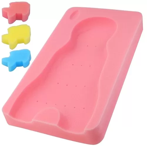 Baby Bath Cushion - Infant Bath Mat with Foam, Odor Free (Pink)