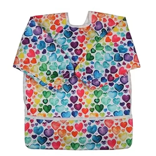 Baby Bib Sleeved Shirt With Pocket 1-3 years old Toddler (Multicolor Hearts)