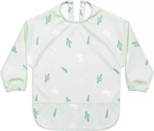 Baby Bibs - Stylish Long Sleeve Bib for Baby - Versatile Teething, Drool, and Smock Bibs Fit for Ages 6-24 Months - Mess Proof & Water Resistant Baby Feeding Essentials - Baby Coverall Bib by Cuvered