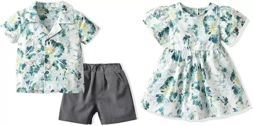 Baby Boys Girls Brother and Sister Matching Outfits Clothes Toddler Boys Casual Suits Cute Girl Dresses