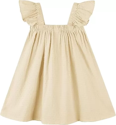 Baby Girls Cotton Sleeveless Swiss Dot Dress Toddler Ruffle Sleeve Tutu Dresses Kids Party Sundress