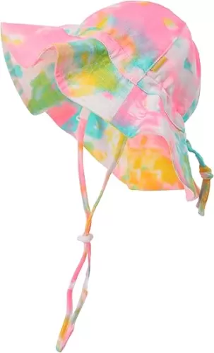 Baby Girls Sun Hat Cute Flower Toddler Summer Outdoor Infant Beach Wide Brim Flowers and tie dye