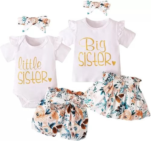 BIRTHDAY SHARK Big Sister Little Sister Matching Outfits for Girls