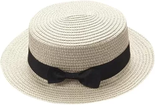 Boy's Vintage Boater Hat Kids Little Girls Boys Summer Fedora Hat Wide Brim Beach Sun Visor Hat