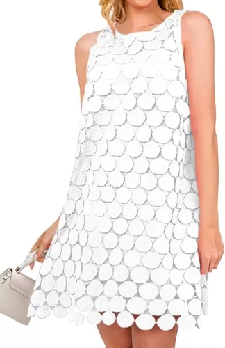 BTFBM Women Hollow Out Circle Embroidered Short Dresses Summer Casual Sleeveless Vacation Party Cocktail Tank Dress