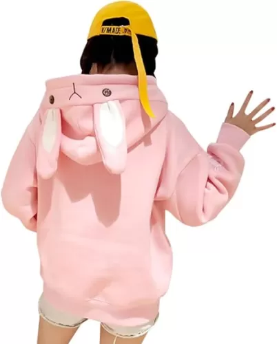 CRB Fashion Cosplay Anime Bunny Emo Girls Cat Bear Ears Emo Bear Top Shirt Pullover Sweater Hoodie (Gray Penguin)