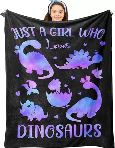 Dinosaur Blanket, Dinosaur Gifts for Girls Kids, Just a Girl Who Loves Dinosaurs Blankets, Dino Stuff for Women, Best Gift Ideas for Dinosaurs-Lover Blanket 40"X50"