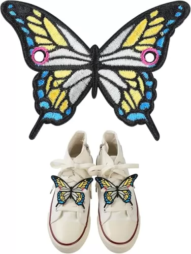 Embroidered Butterfly Shoe Charms for Sneakers, Roller Skates, Ice Skates, Stylish Shoe Decoration Gift for Women and Girls