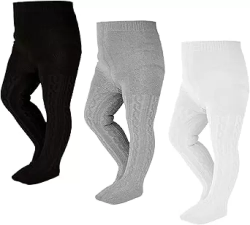 EPEIUS Baby Girl Tights Thick Cable Knit Leggings Stockings Cotton Pantyhose for Newborn Infant Toddler 3/4/5/6 Pack