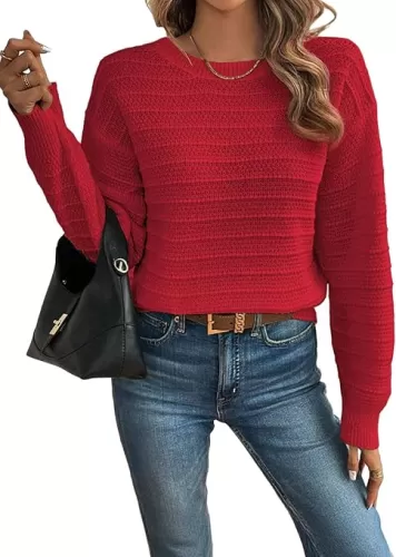 EVALESS Womens Long Sleeve Back Bow Knot Sweaters Round Neck Fall 2025 Lightweight Pullover Sweater Tops