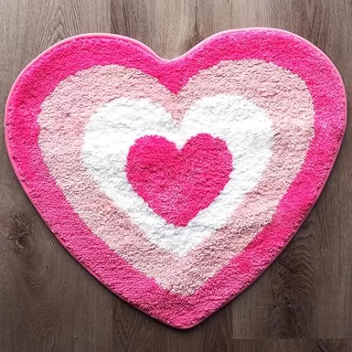 Evovee Pink Heart Bath Mat Hot Pink Rug Funny Cute Bathroom Decor Valentine Shower Rugs Retro Funky Bedroom Aesthetic Fun Preppy Cool Apartment College Novelty Washable Bathmat Girl