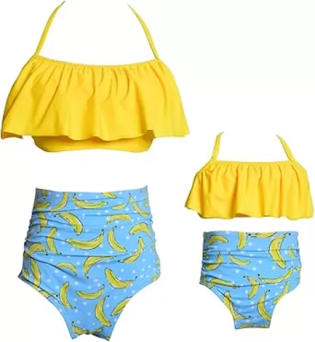 Girls Kids Woman Swimsuit Ruffle Two Pieces Bikini Set Family Matching Girl Swimwear