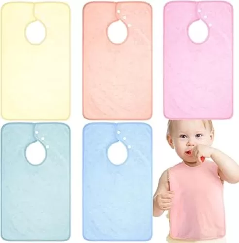 Hercicy Full Coverage Pullover Toddler Baby Bibs Terry Cloth Bibs with Snap Button for 0-4 Years Unisex Feeding Drooling