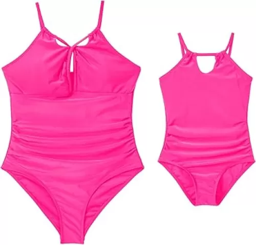 IFFEI Mommy and Me Swimsuits Cutout Tummy Control One Piece Bathing Suit Family Matching Swimwear Beachwear