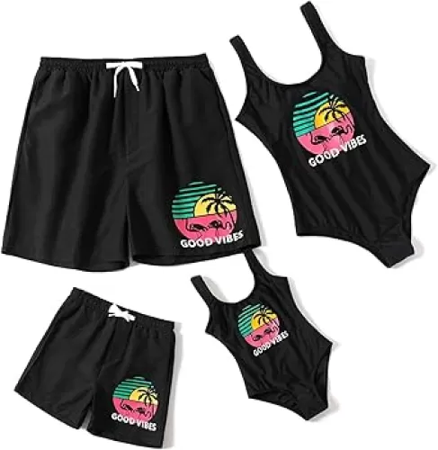 IFFEI Mommy and Me Swimsuits One Piece Monokini Family Matching Bathing Swimwear Beach Wear