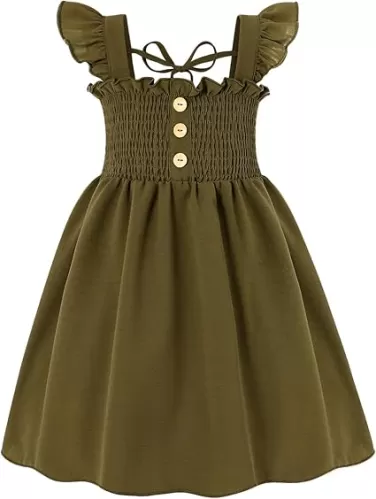 JEELLIGULAR Toddler Dress Ruffle Sleeveless Button Down Dress for Toddler Girl Dress Summer Beach Casual A-line Sundress