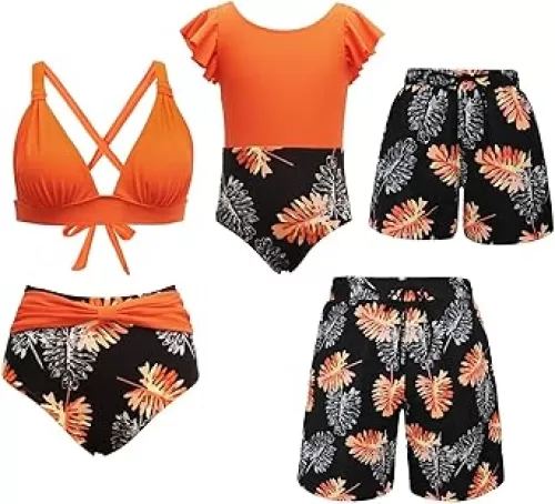 Matching Family Swimsuits Ruffle Bathing Suits Mommy and Me Swimwear Two Pieces Bikini Set