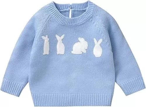 MAYUMMPY Toddler Baby Girl Boy Knit Easter Sweaters Bunny Pullover Sweatshirt Knitwear Newborn Kids Easter Clothes