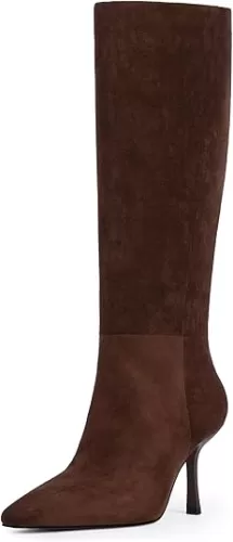 Modatope Knee High Boots Women Square Toe Stiletto Tall Boots Side Zipper Dressy Boot for Women