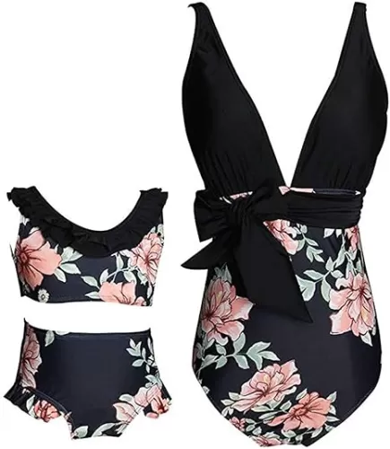 Mommy and Me Swimsuits Womens Girls One Piece Swimsuit Family Matching Bathing Suits