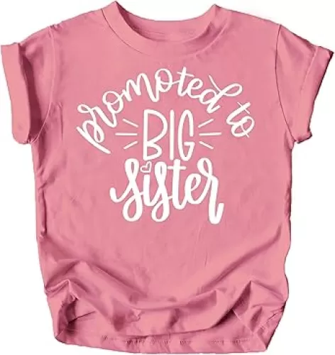 Olive Loves Promoted to Big Sister Colorful Announcement T-Shirt for Baby and Toddler Girls Sibling Outfits